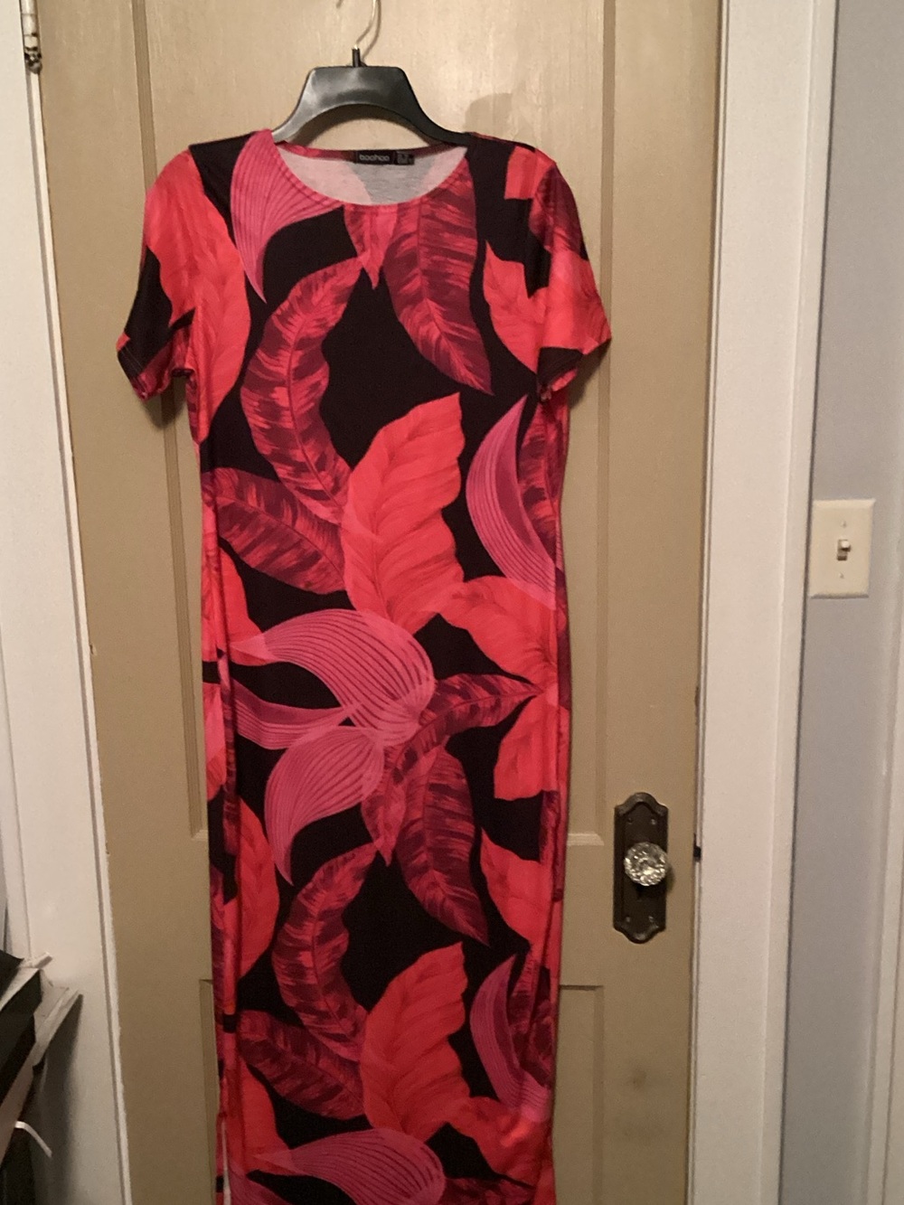 Tropical Pink Leaf Maxi Dress - Unknown Brand